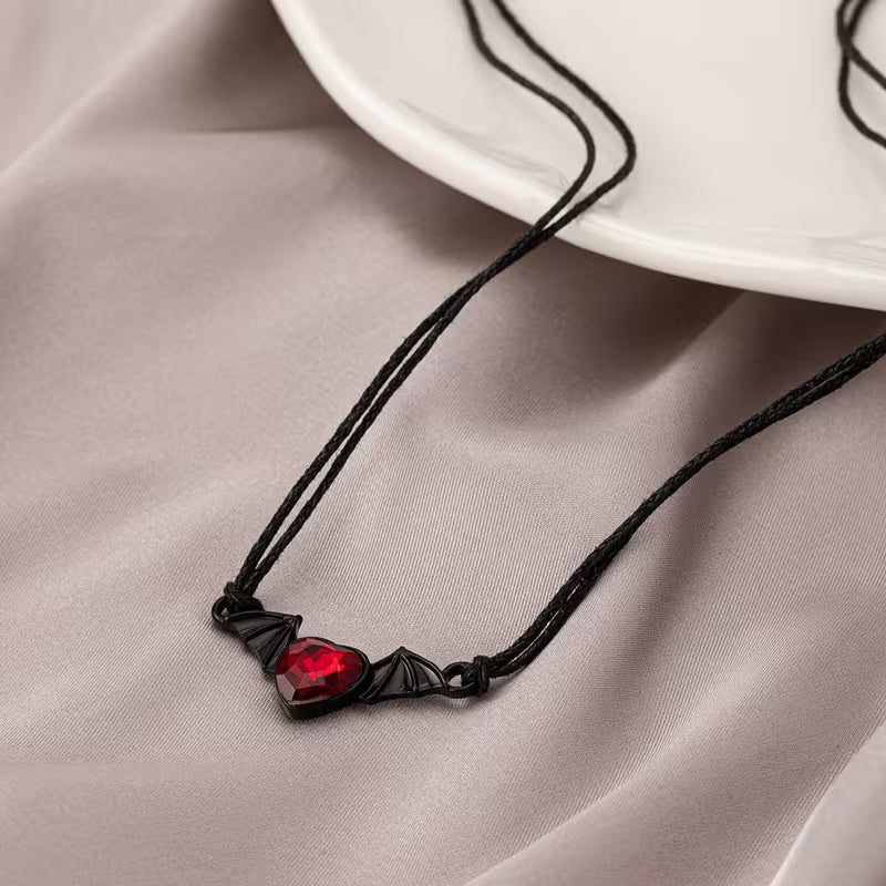 Winged Heart Gothic Pendant Necklace