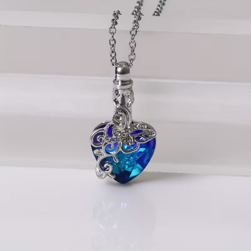 Ornate Crystal Heart Pendant Necklace