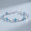 Blue Crystal Hearts Silver Link Bracelet