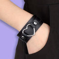 Black Leather Heart Cuff Bracelet