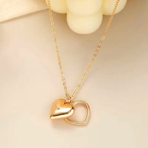 Dual Heart Gold Charm Necklace