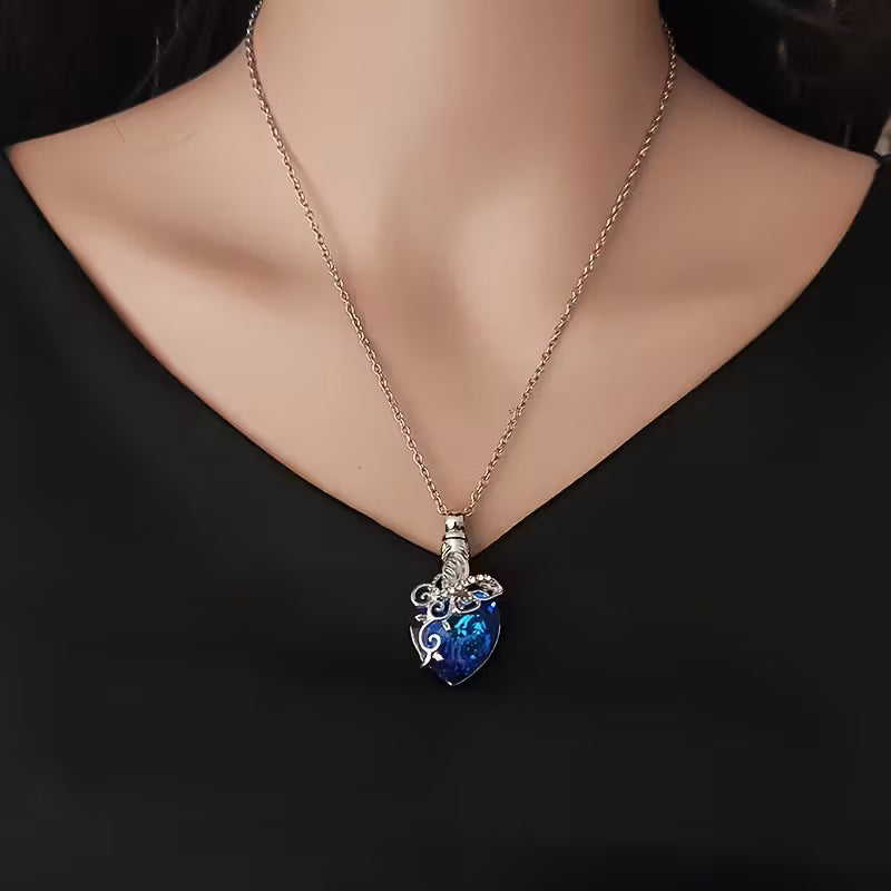 Ornate Crystal Heart Pendant Necklace