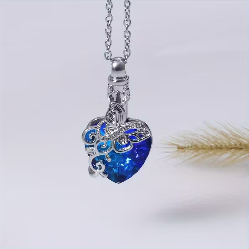 Ornate Crystal Heart Pendant Necklace