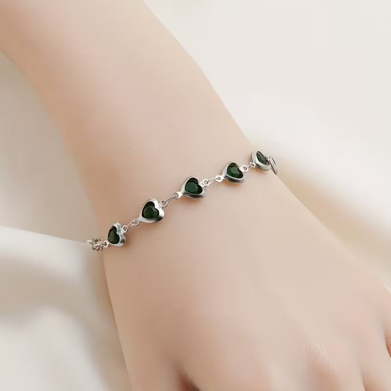 Crystal Heart Link Bracelet