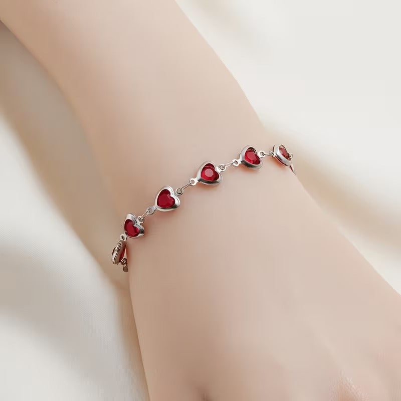 Crystal Heart Link Bracelet