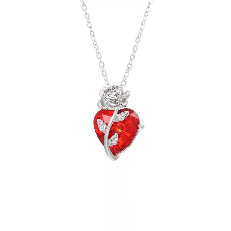 Enchanted Rose Heart Pendant Necklace