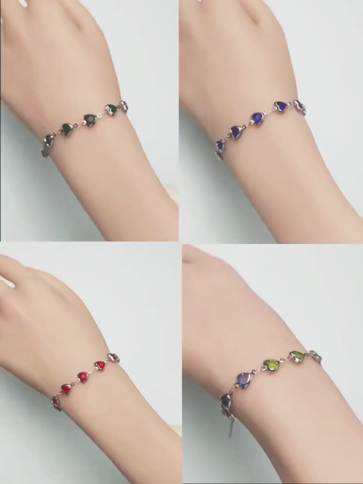 Crystal Heart Link Bracelet